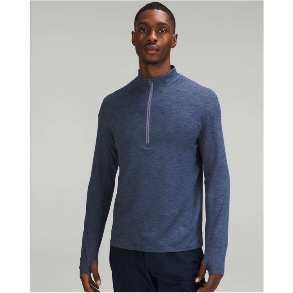 Lululemon Surge Warm 1/2 Zip Sweatshirt Heathered Blue small Running